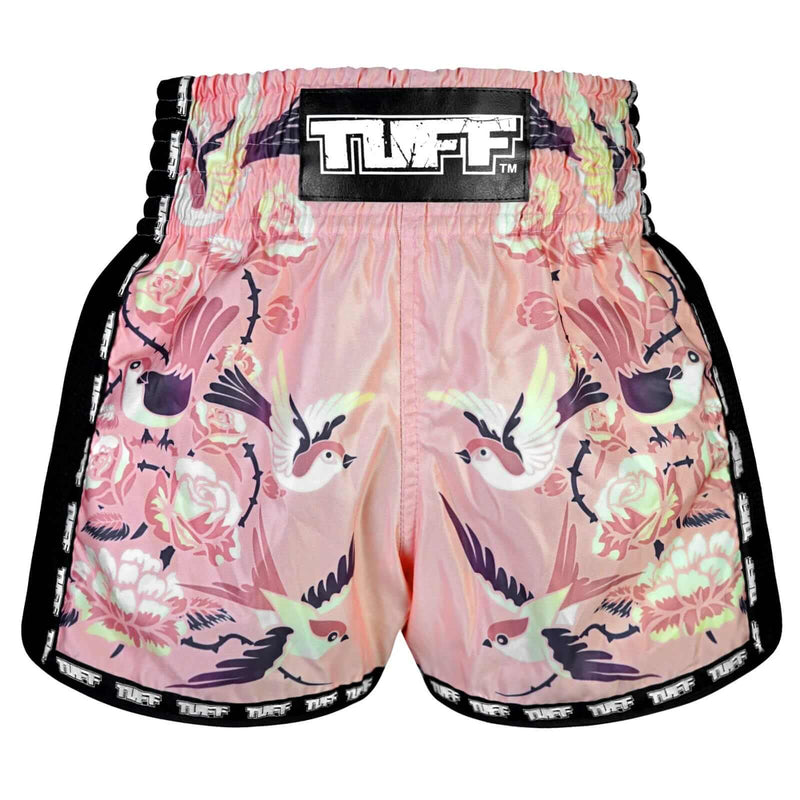 TUFF MSC123 Retro Shorts Pink Birds With Roses