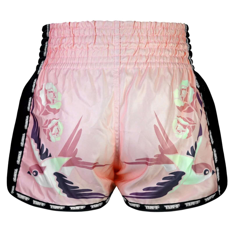 TUFF MSC123 Retro Shorts Pink Birds With Roses