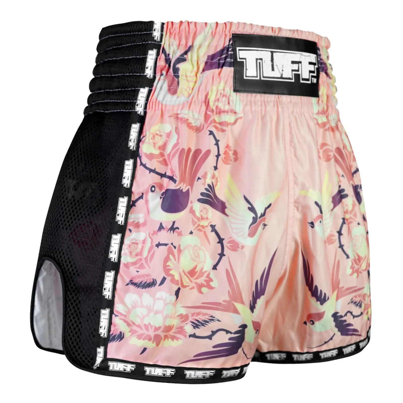 TUFF MSC123 Retro Shorts Pink Birds With Roses