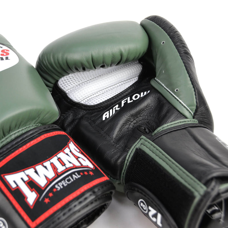 Twins BGVLA2-2T Air Flow Boxing Gloves Olive/Black/White