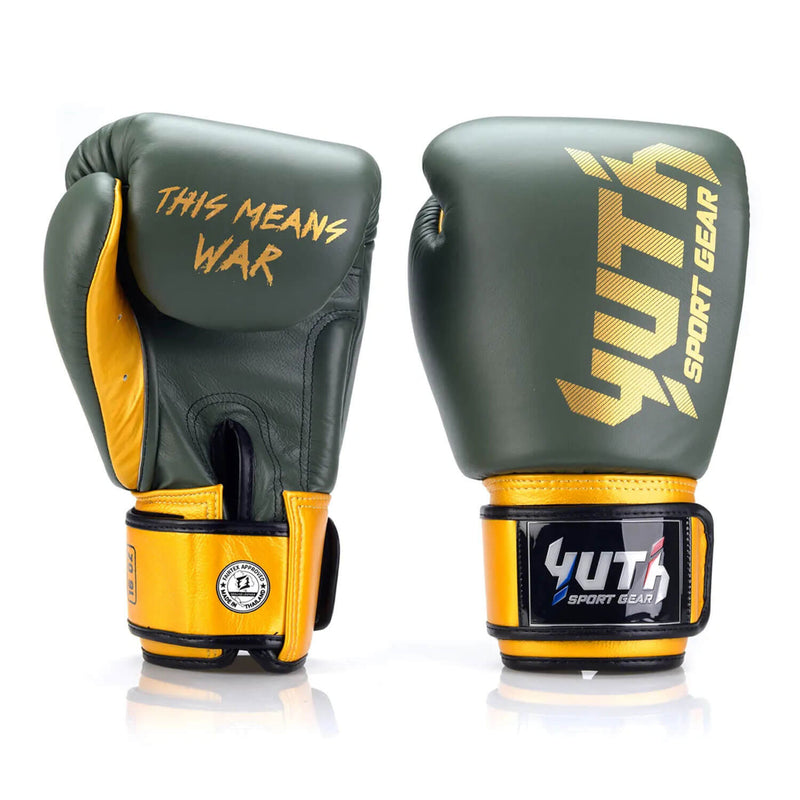 Yuth Boxing Gloves Gold Line Olive/Gold