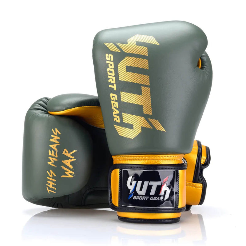 Yuth Boxing Gloves Gold Line Olive/Gold