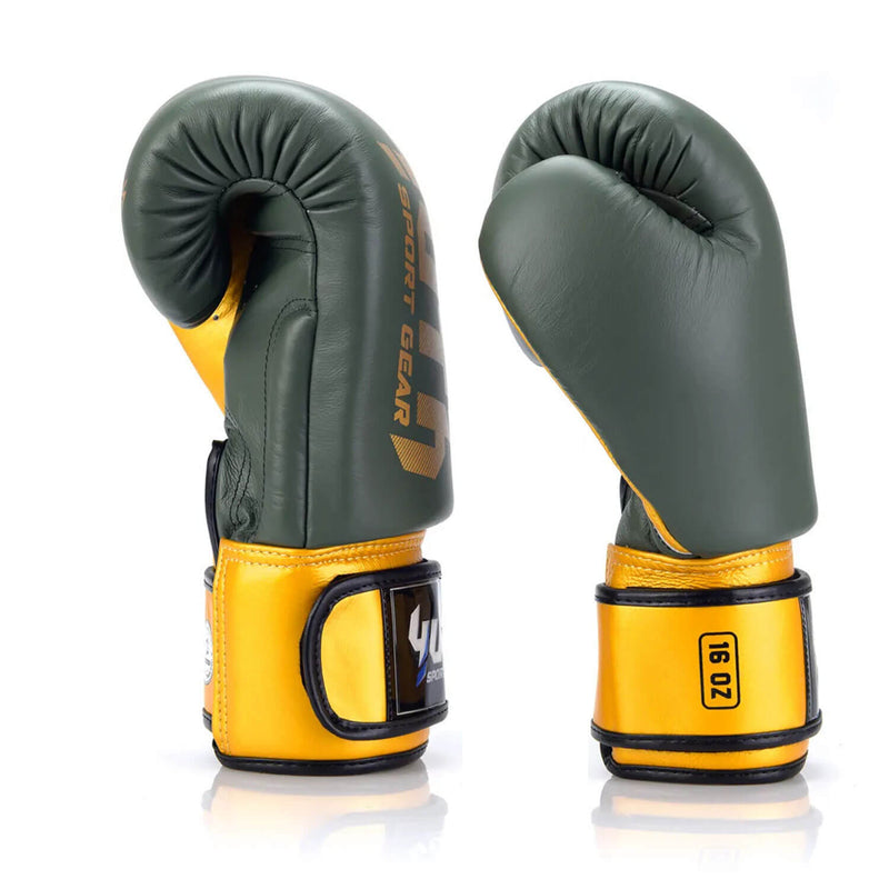 Yuth Boxing Gloves Gold Line Olive/Gold