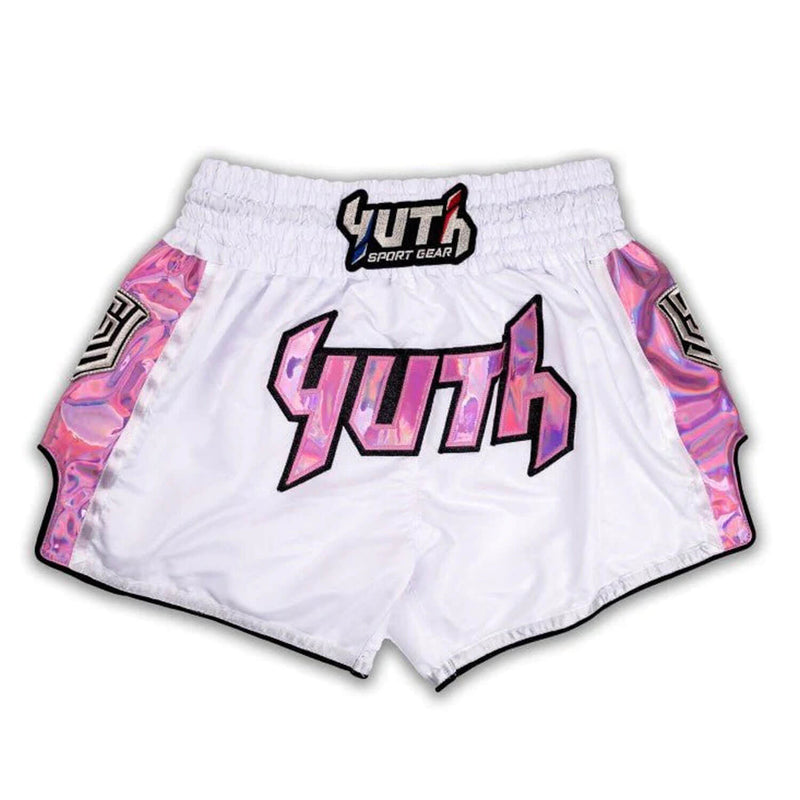 Yuth Hologram Muaythai Shorts White Pink