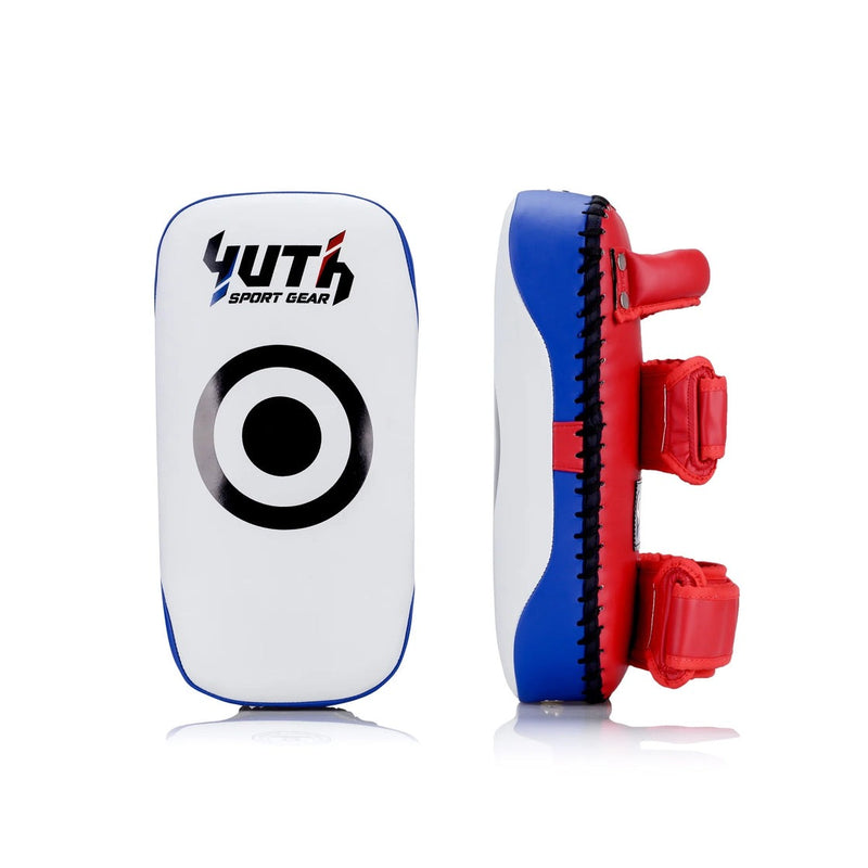 Yuth Thai Kick Pads White/Blue/Red