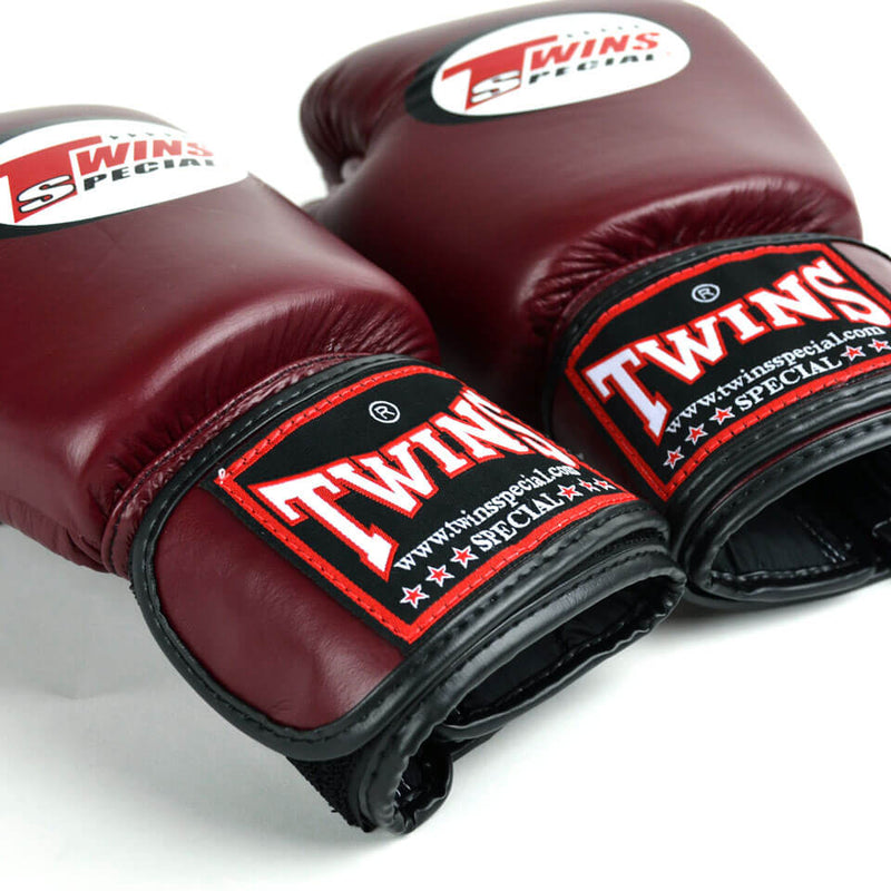 Twins BGVL3 Velcro Boxing Gloves Maroon - Gymzey.com