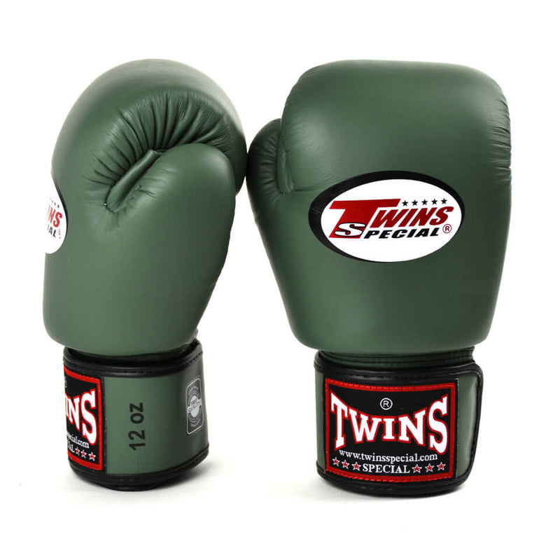 Twins BGVL3 Velcro Boxing Gloves Olive Green - Gymzey.com